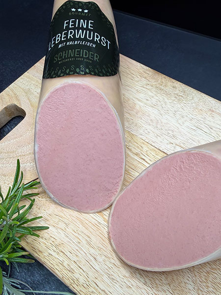 Feine Leberwurst mit Kalbfleisch im Naturdarm