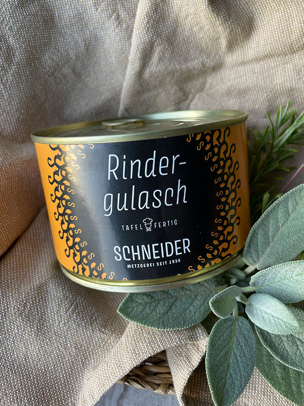 Rindergulasch - 400g in der Dose - von der Metzgerei Schneider Pliezhausen