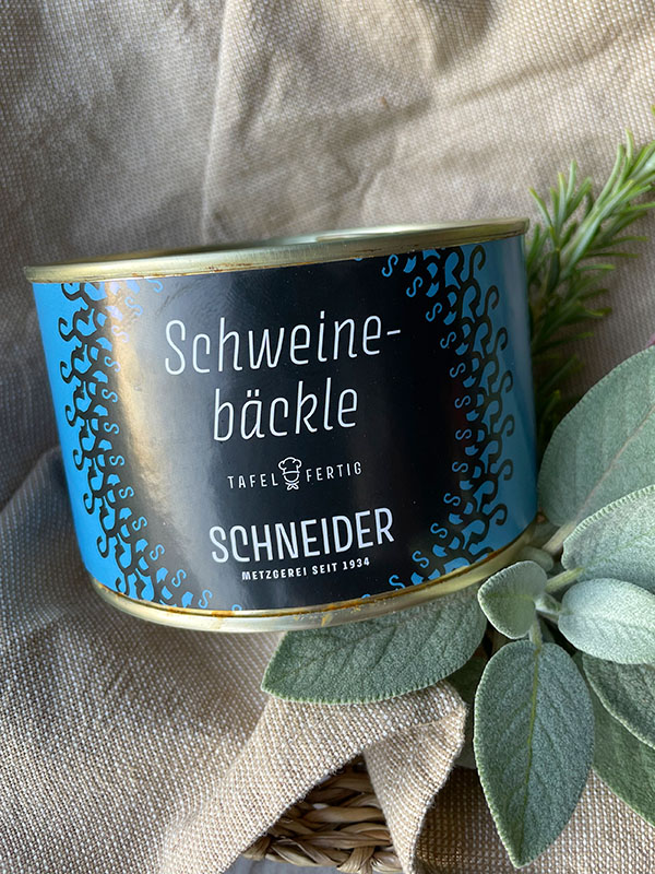 Schweinebäckle - 400g in der Dose - von der Metzgerei Schneider Pliezhausen