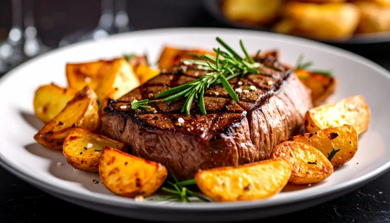 Rib-Eye-Steak mit Rosmarinkartoffeln und Kräuterbutter vom Grill